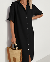 Rosalba | Damen Hemdkleid mit Knöpfen in Schwarz