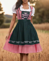 Rosalina | Damen Oktoberfest Trachtenkleid Mit Karomuster Und Schürzen Design in Schwarz