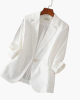 Rosalind | Damen Rosa 3/4 Arm Blazer in Weiß