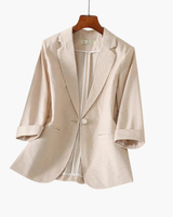 Rosalind | Damen Rosa 3/4 Arm Blazer in Creme