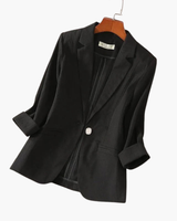 Rosalind | Damen Rosa 3/4 Arm Blazer in Schwarz