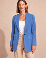 Rosalinde | Damen Hosenanzug mit Blazer und weiter Hose, Revers und Taschen in Marineblau