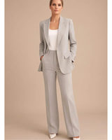 Rosalinde | Damen Hosenanzug mit Blazer und weiter Hose, Revers und Taschen in Grau