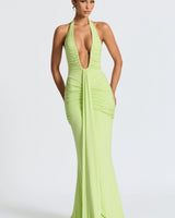 Rhea - Drapiertes Jersey-Maxikleid in Grün