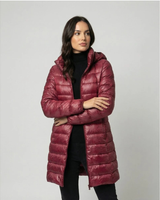 Roswitha | Damen Winterjacke mit Kapuze, Stepp Design und Daunen Optik in Burgunderrot