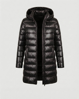 Roswitha | Damen Winterjacke mit Kapuze, Stepp Design und Daunen Optik in Schwarz