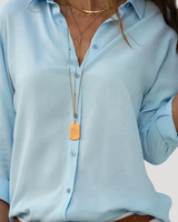 Roxana | Damen Langarm Hemdbluse mit Klassischem Kragen in Hellblau