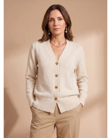 Rüya | Damen Strickjacke mit V Ausschnitt, Langarm und Knöpfen in Herzform in Aprikose