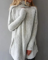 Sabine | Damen Grau Rollkragenpullover mit weitem Schnitt in Grau