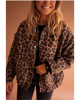Sabrina | Damen Braune Steppjacke mit Leo Muster in Braun