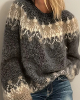 Sandra | Damen Pullover mit besonderem Muster in Dunkelgrau