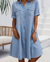 Sandra | Damen Sommerkleid Luftig Elegant Feminin in Blau