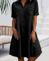 Sandra | Damen Sommerkleid Luftig Elegant Feminin in Schwarz