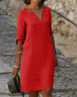 Lola - Lässiges V-Ausschnitt-Kleid in Rot