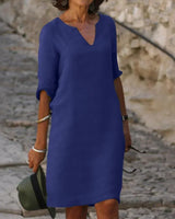 Lola - Lässiges V-Ausschnitt-Kleid in Marineblau