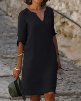 Lola - Lässiges V-Ausschnitt-Kleid in Schwarz (Fast ausverkauft)