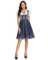 Saskia | Damen Oktoberfest Dirndl Trachtenkleid in Blau Kariert