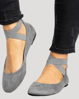 Saskia | Damen Riemchen Ballerinas in Grau