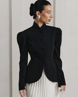 Schwarzer Damen Blazer Tailliert in Schwarz