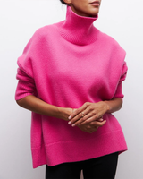 Amelia | Eleganter Strick-Dolcevita-Pullover in Rosenholz-Rosa