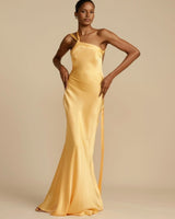 Selena | Damen Maxikleid Goldton Fließend Elegant in Gold