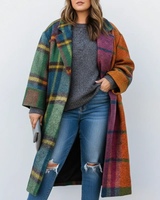 Selma | Damen Lange Winterjacke für Große Größen mit Wollmantel und Kragen in Orange