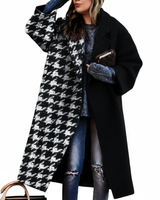 Selma | Damen Lange Winterjacke für Große Größen mit Wollmantel und Kragen in Schwarz
