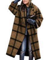 Selma | Damen Lange Winterjacke für Große Größen mit Wollmantel und Kragen in Gelb