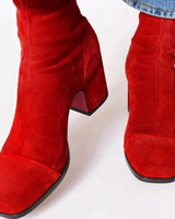 Serena | Damen Orthopädische Stiefeletten aus Wildleder mit Reißverschluss in Rot