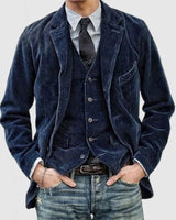 Sheene | Vintage Kord Revers Jacke in Marineblau (Jacke)