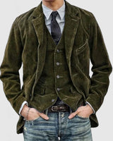 Sheene | Vintage Kord Revers Jacke in Armeegrün (Jacke)