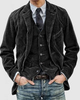 Sheene | Vintage Kord Revers Jacke in Schwarz (Jacke)