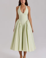 Shannah | Damen Midikleid Elegant Feminin Festlich in Grün