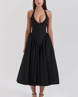 Shannah | Damen Midikleid Elegant Feminin Festlich in Schwarz