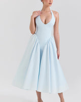 Shannah | Damen Midikleid Elegant Feminin Festlich in Hellblau