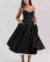 Evelina – mittellanges Kleid in Schwarz