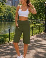 Antonella™ Premium-Flexstrick-Shorts mit Hohem Bund in Grün