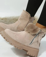 Silvia | Damen Stiefel mit Plateau Sohle und Reißverschluss in Khaki