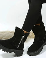 Silvia | Damen Stiefel mit Plateau Sohle und Reißverschluss in Schwarz