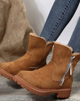 Silvia | Damen Stiefel mit Plateau Sohle und Reißverschluss in Braun