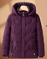Simona | Damen Steppjacke mit Kapuze und Blumen in Lila