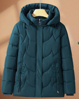 Simona | Damen Steppjacke mit Kapuze und Blumen in Blau