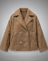 Simone | Damen Winterjacke Mit Knöpfen, Kragen Und Langarm Design in Braun