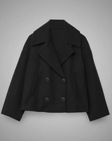Simone | Damen Winterjacke Mit Knöpfen, Kragen Und Langarm Design in Schwarz