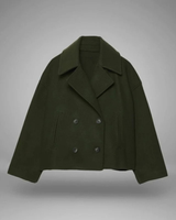 Simone | Damen Winterjacke Mit Knöpfen, Kragen Und Langarm Design in Grün