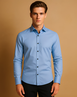 Aldous - Herrenhemd mit Stretch und schmalem Design in Blau