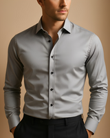 Aldous - Herrenhemd mit Stretch und schmalem Design in Grau