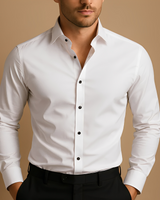 Aldous - Herrenhemd mit Stretch und schmalem Design in Weiß
