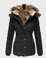 Damen Slim Fit Winterjacke mit Kapuze Aurora in Schwarz
