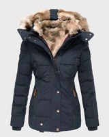 Damen Slim Fit Winterjacke mit Kapuze Aurora in Blau